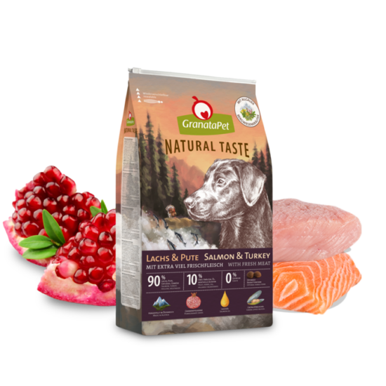 GranataPet próbacsomag Natural Taste száraztáp Salmon & Turkey 80g